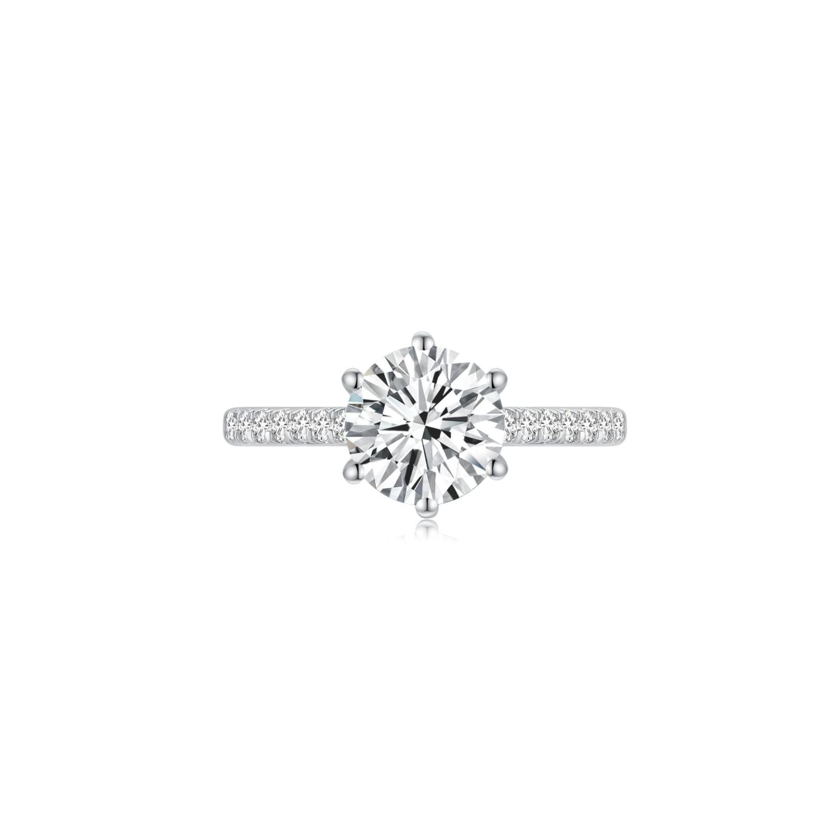Promise Round Solitaire Pave Ring (6 Prong) Front - Eclat by Oui