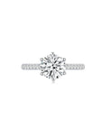 Promise Round Solitaire Pave Ring (6 Prong) Front - Eclat by Oui