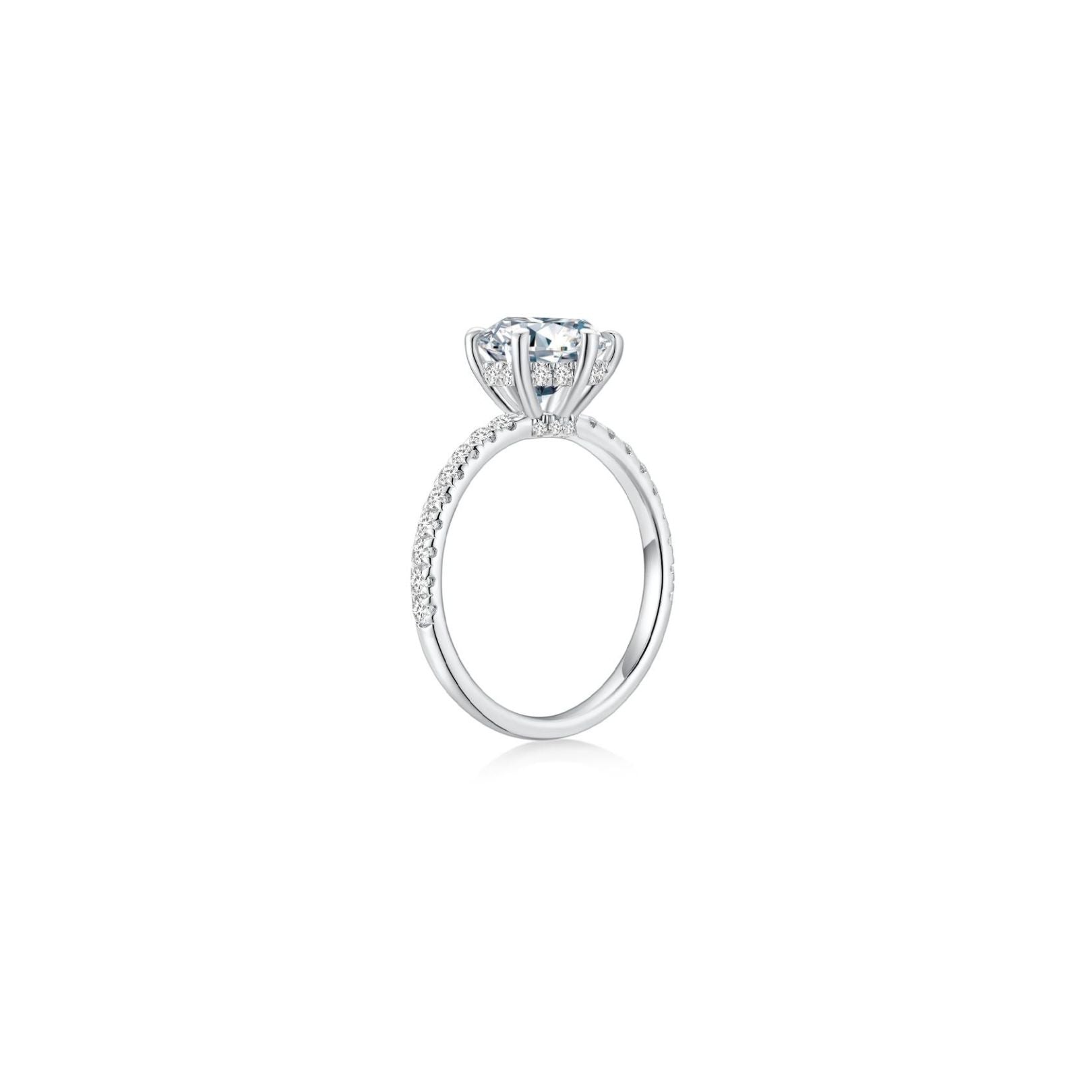 Promise Round Solitaire Pave Ring (6 Prong) Side - Eclat by Oui