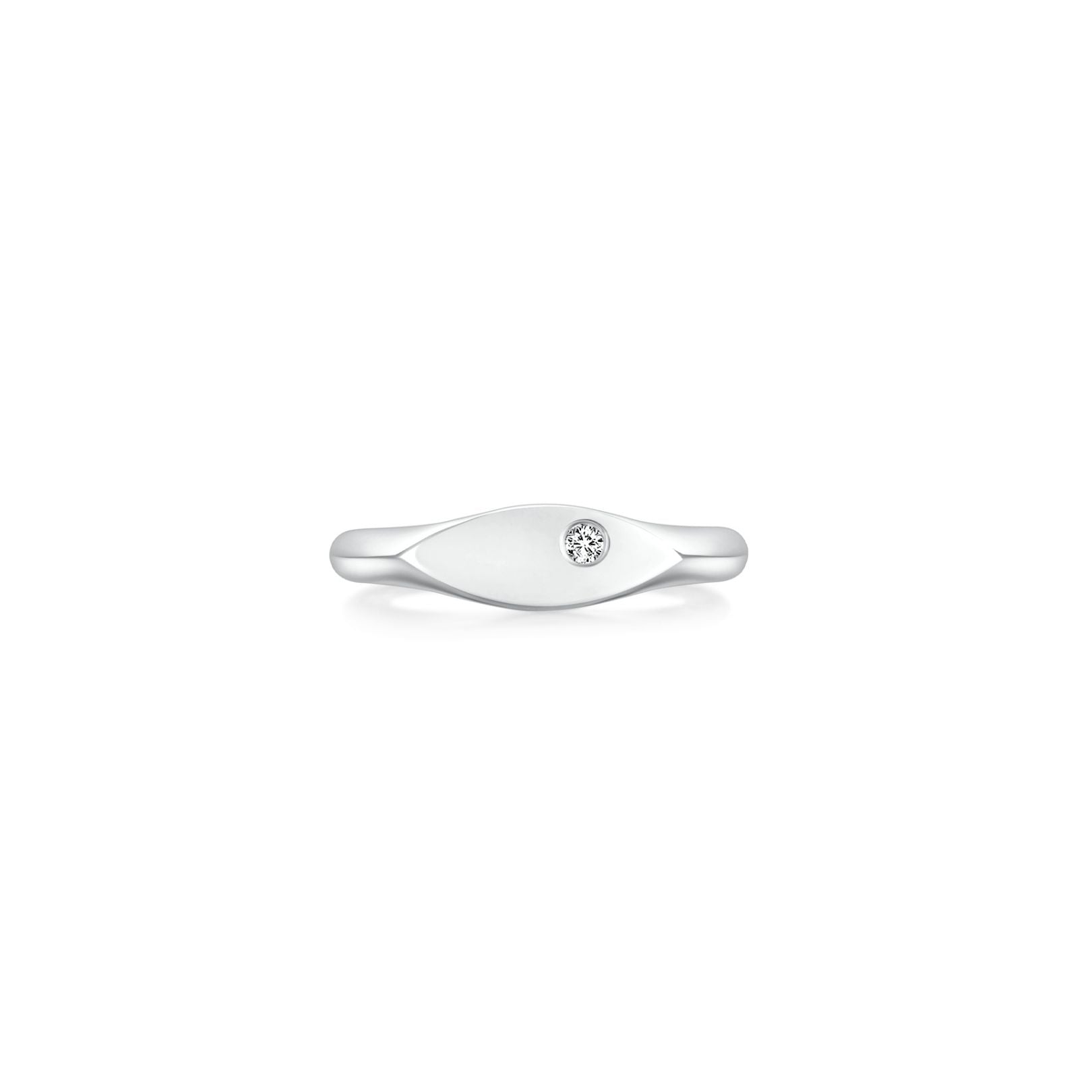 Signet Marquise Ring WG (Single Stone) (Front) - Eclat by Oui