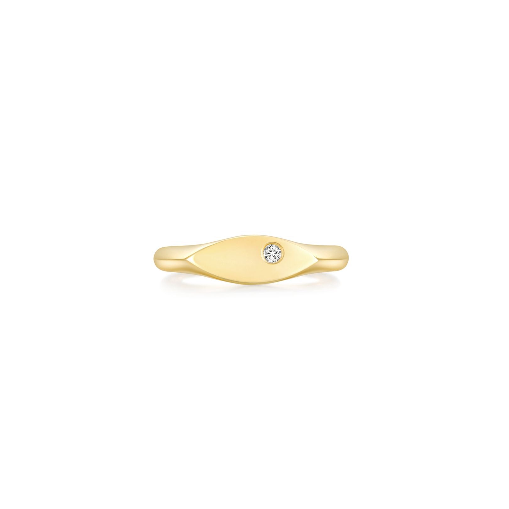 Signet Marquise Ring YG (Single Stone) (Front) - Eclat by Oui