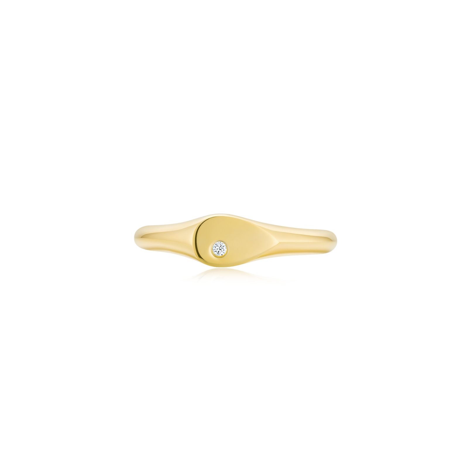 Signet Pear Ring YG (Single Stone) (Front) - Eclat by Oui