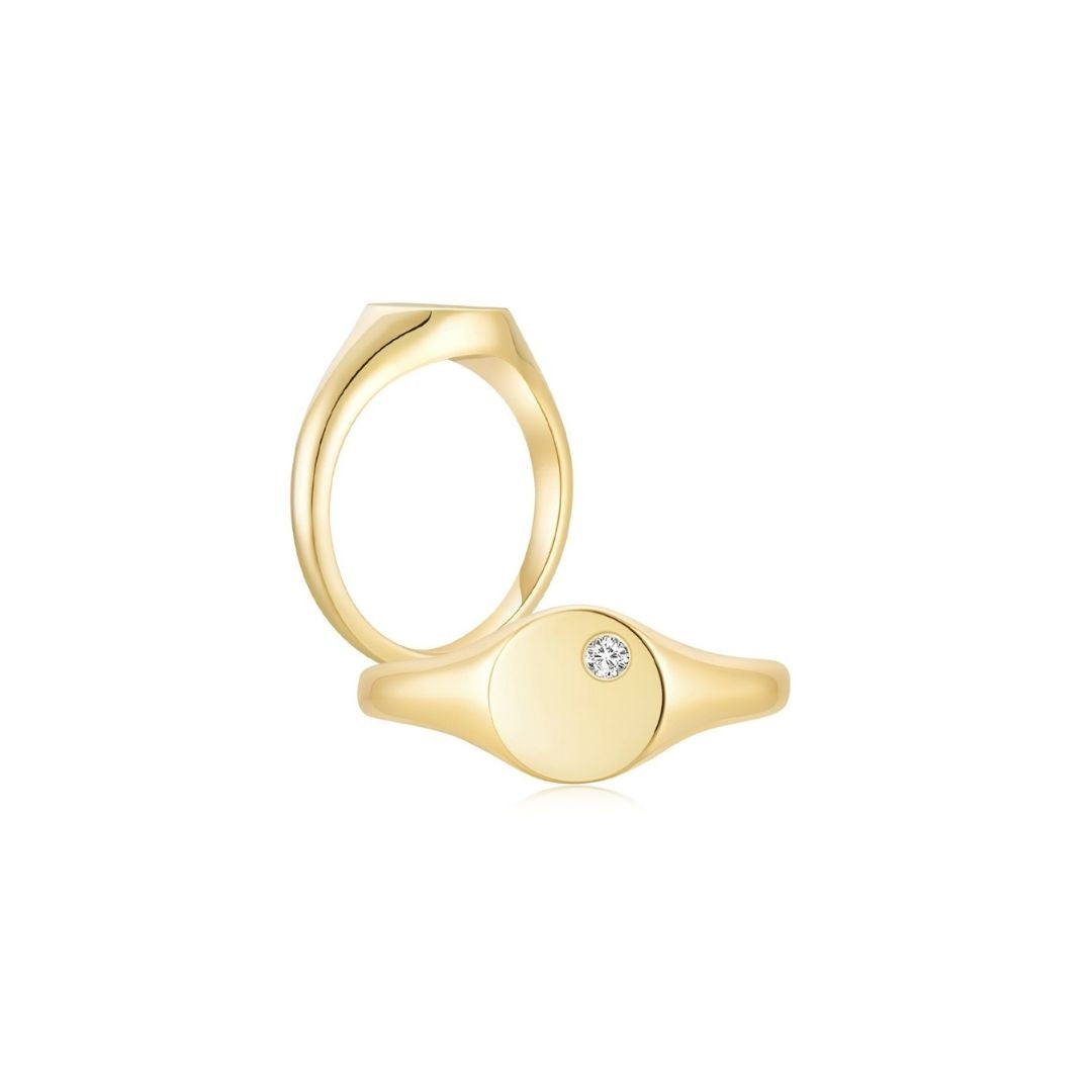 Signet Round Ring YG (Both) - Eclat by Oui