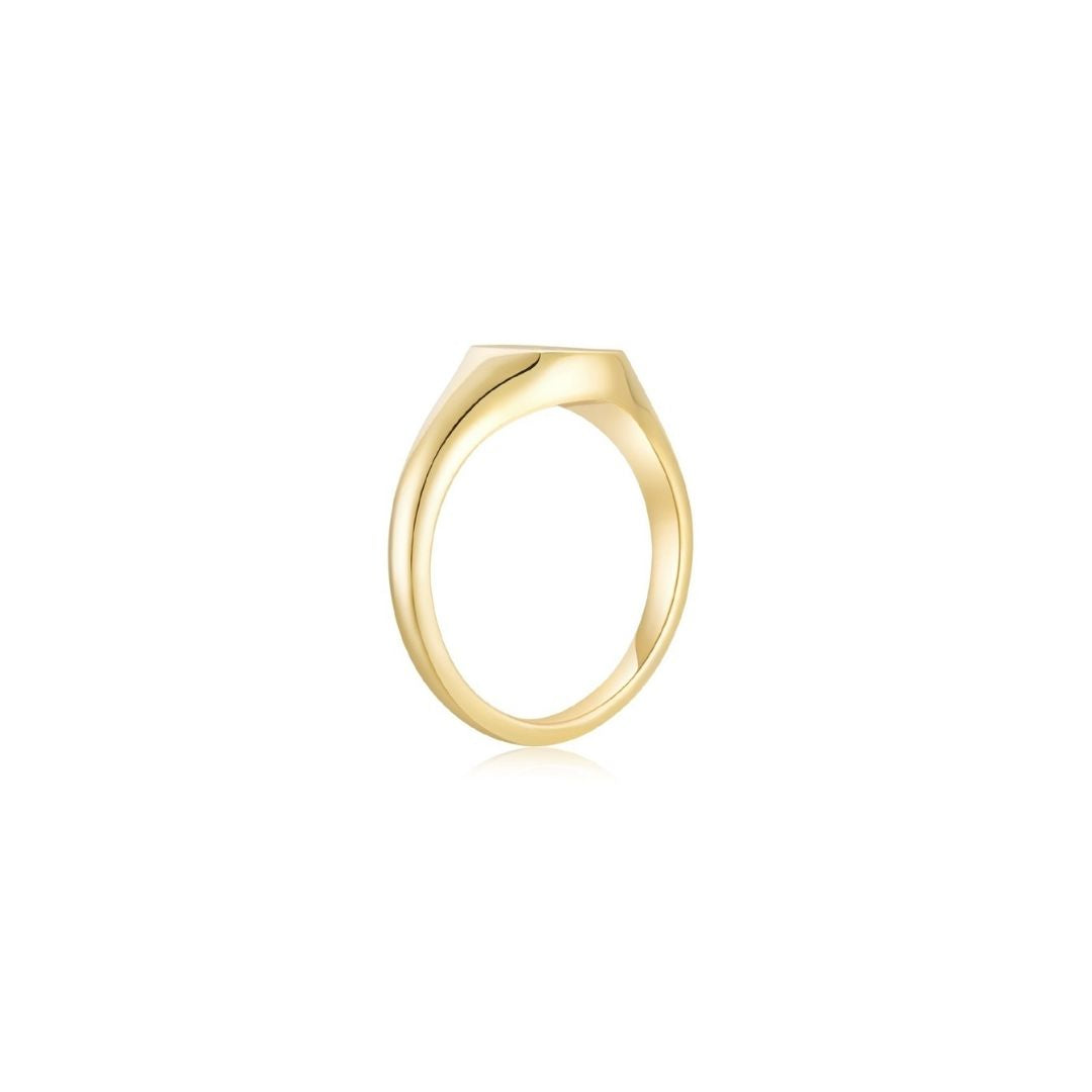 Signet Round Ring YG (Side) - Eclat by Oui