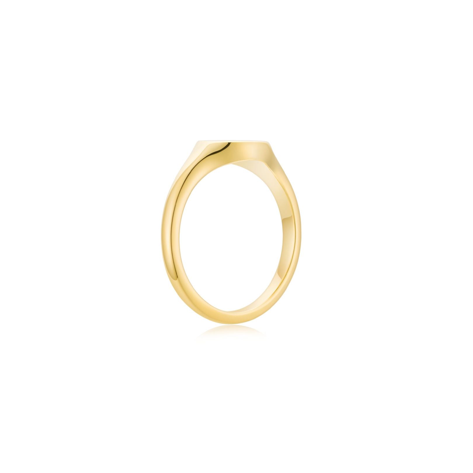 Signet Round Ring YG (Side) - Eclat by Oui