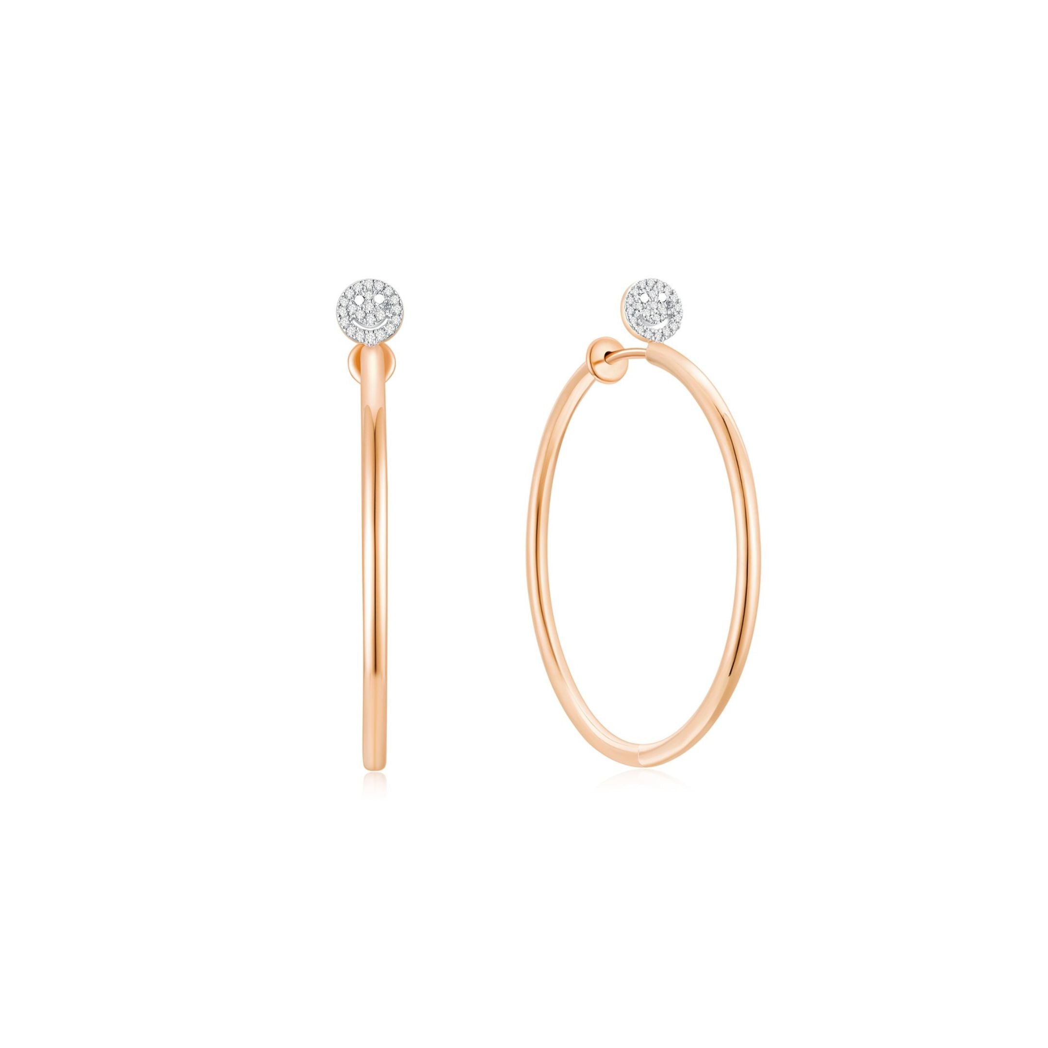 Smiley Face Hoop Earrings (RG) - Eclat by Oui