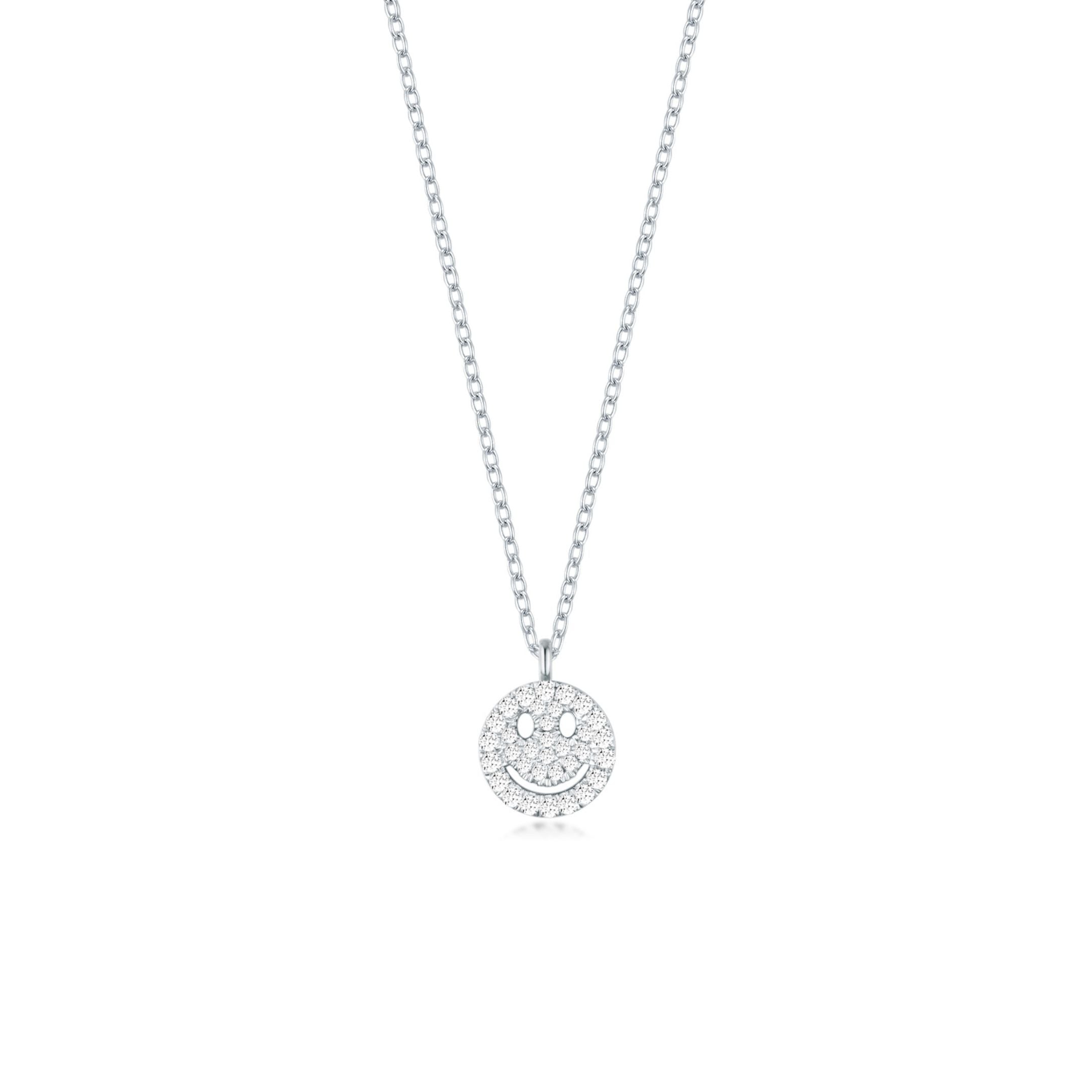 Smiley Face Pave Necklace - Eclat by Oui