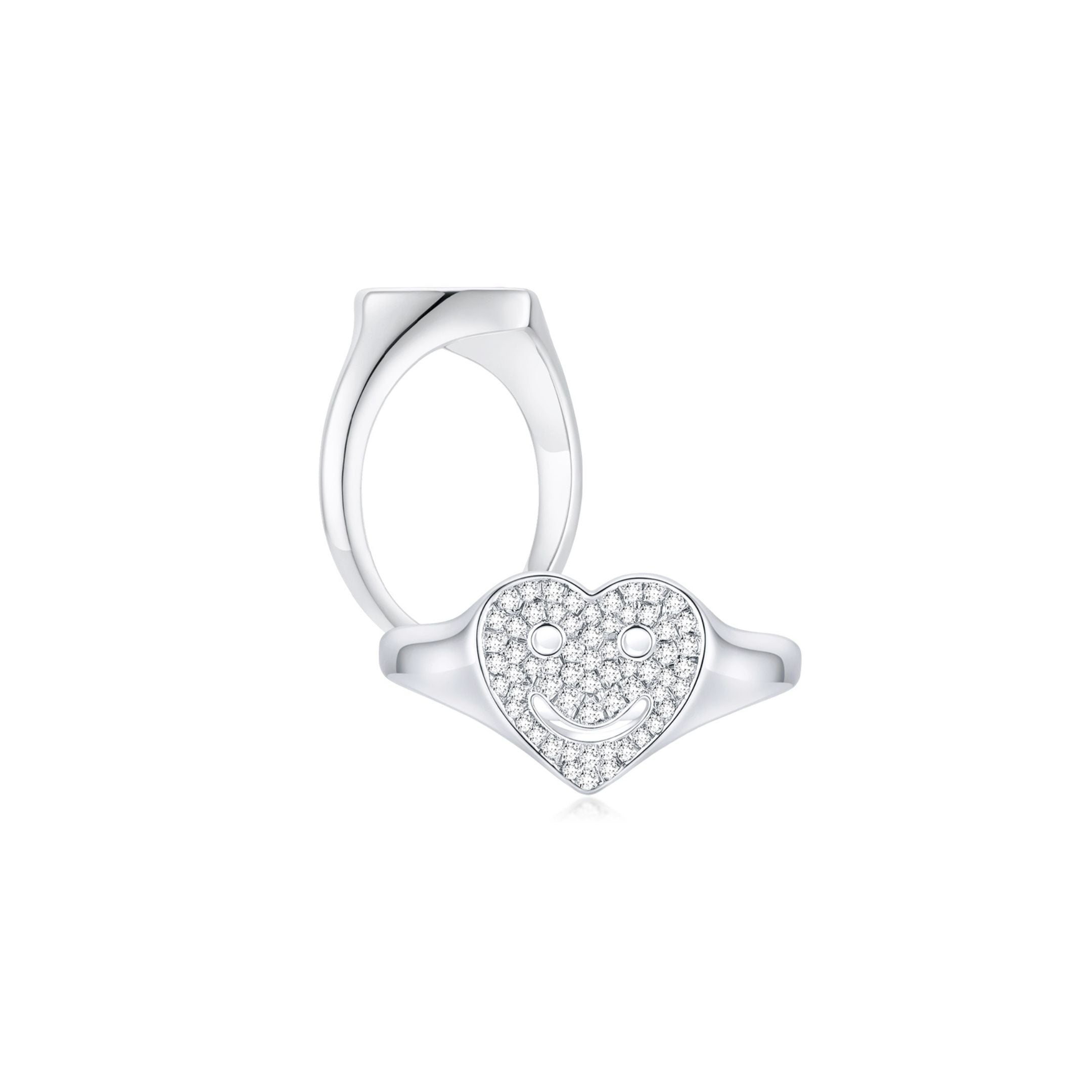 Smiley Face Pave Signet Ring - Eclat by Oui