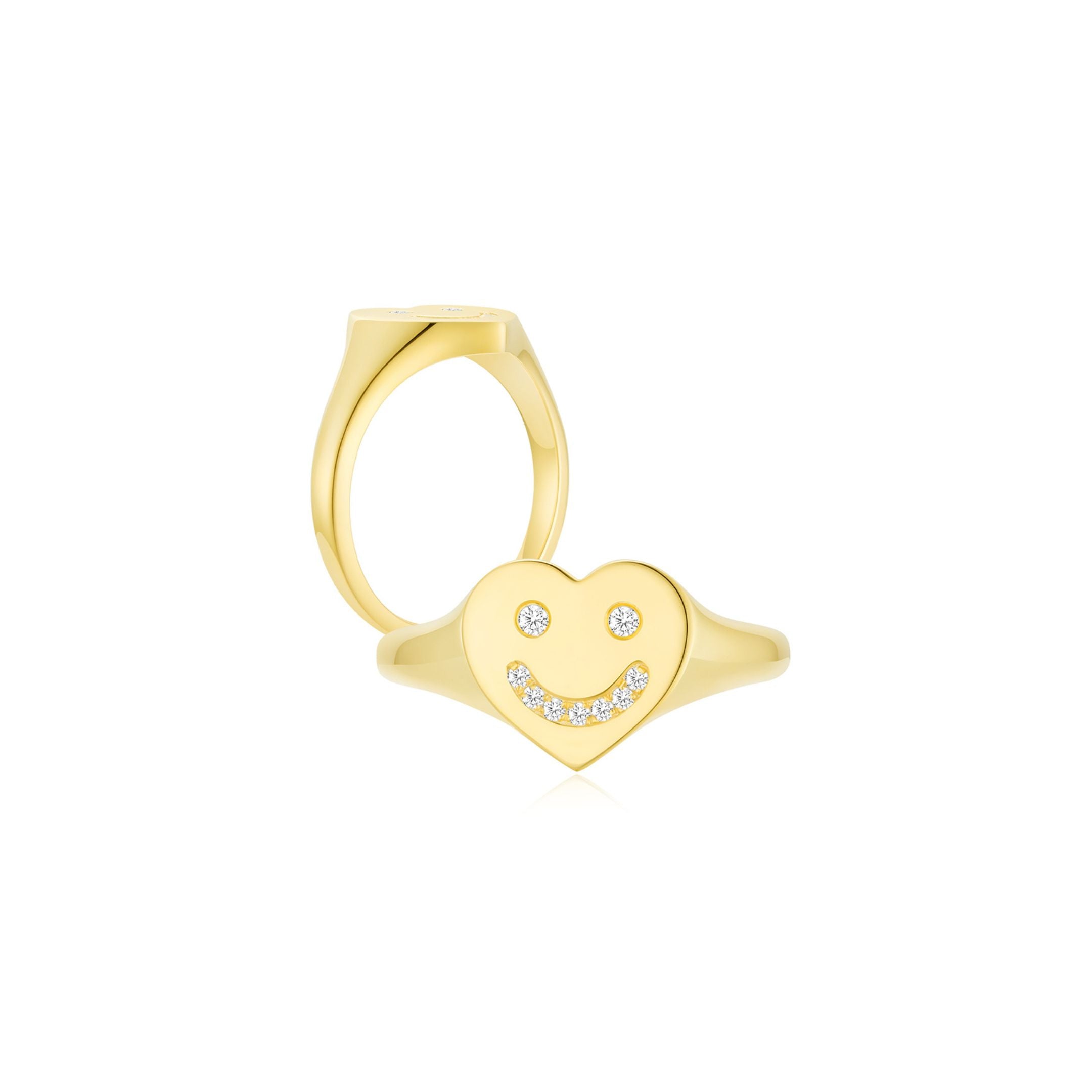 Smiley Face Signet Ring (YG) - Elcat by Oui