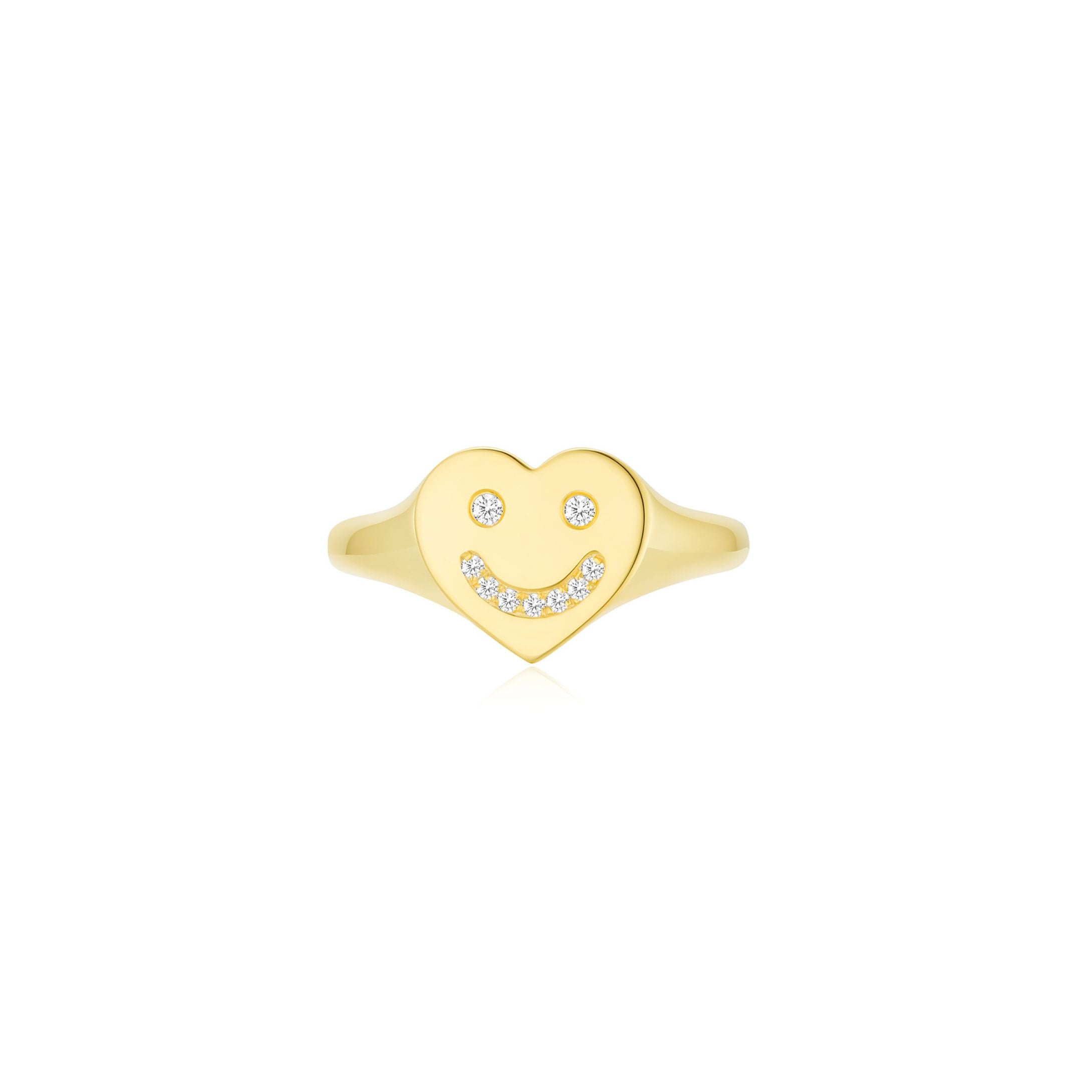 Smiley Face Signet Ring (YG) - Elcat by Oui